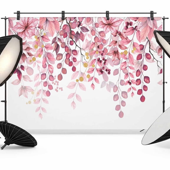 Pink Eucalyptus Backdrop for Photography, Leaves Abstract Branch Farmhouse Retro Leaf Photo Backdrop Portrait Background Party Banner Photo Backgrounds for Studio Booth Props, 7x5ft