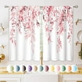 thumbnail image 1 of Pink Eucalyptus Botanical Leaves Floral Kitchen Window Curtains Over Sink Farmhouse Flower Leaf Small Window Treatment Cafe Short Curtains for Bathroom Treatment Tier Drapes 27.5x39 inch, 1 of 6