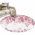 thumbnail image 1 of Pink Eucalyptus Leaves Large Area Rugs for Bedroom Living Room, Soft Non Slip Carpet Bedside Rug, Summer Botanical Watercolor Round Floor Cover Kitchen Accent Rug 3.3' for Dining Room/Office, 1 of 9