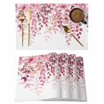 thumbnail image 1 of Pink Eucalyptus Leaves Placemats Set of 12, Summer Botanical Watercolor Placemats for Dining Table, Place Mats for Kitchen Tabletop, Waterproof Wipeable Dining Table Mats Set, 1 of 9