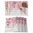 thumbnail image 1 of Pink Eucalyptus Leaves Placemats Set of 6, Summer Botanical Farmhouse Rustic Wood Placemats for Dining Table, Place Mats for Kitchen Tabletop, Waterproof Wipeable Dining Table Mats Set, 1 of 9