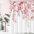 thumbnail image 1 of Pink Eucalyptus Shower Curtain, Watercolor Plant Leaves with Floral Bathroom Shower Curtain Set with Hooks, 72x72, 1 of 6