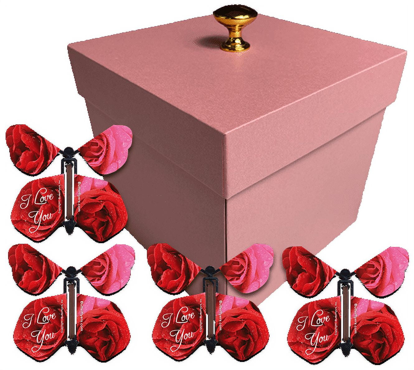 Exploding Box With Butterflies Pink Exploding Butterfly Box With Wedding Flying Butterflies - Walmart.com