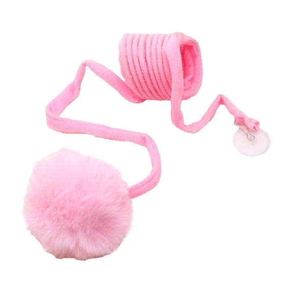 Pink Extra Large Pom Pom Cat Teaser Hanging Toy With Bell For Door Self Play Kitten Activity