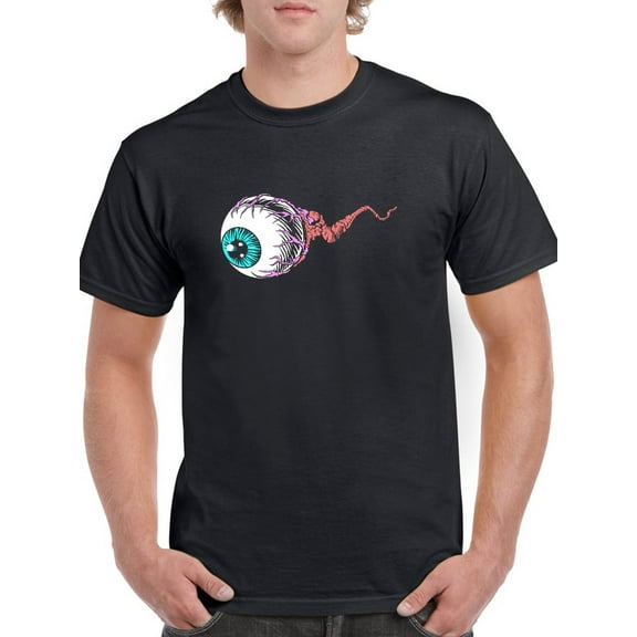 Pink Eye Complement Men Black T-Shirt, Male Large