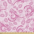thumbnail image 1 of Ambesonne Pink Fabric by the Yard Upholstery, Flowers Dots Butterflies Love, 1 Yard, Pink and Pale Pink, 1 of 4