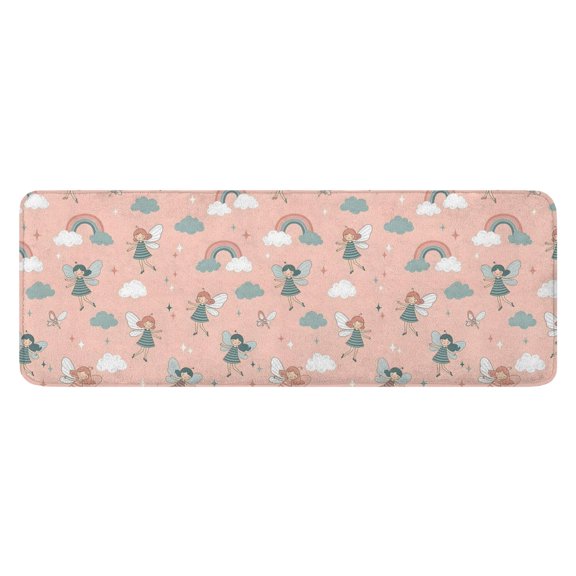 Pink Fairy Rainbow Pattern Kitchen Rug Mat,Kitchen Runner Rugs Non Skid Washable,Decorative Kitchen Floor Mats for Kitchen,Sink,Laundry,17"x47.2"