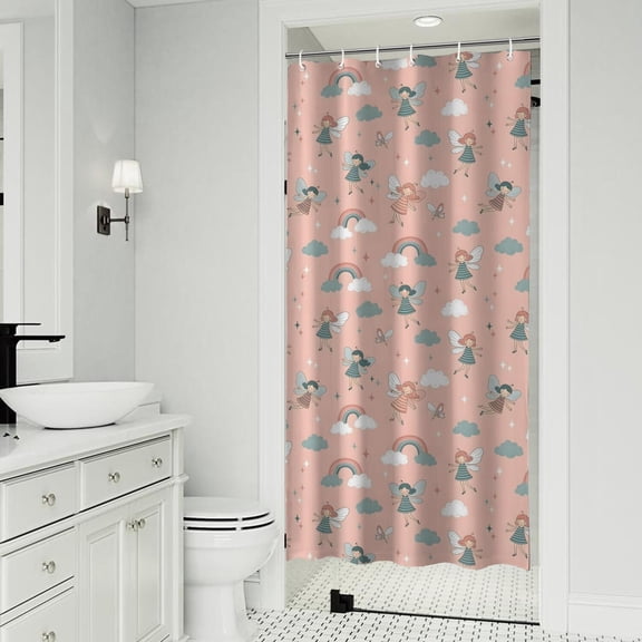 Pink Fairy Rainbow Pattern Shower Curtain 36"x72" ,Bathroom Decorative Shower Curtains Set with 12 Hooks,Modern Waterproof Washable Shower Curtain