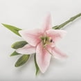 thumbnail image 1 of Pink Fake Flowers Realistic Artificial Lily Flowers - Single 3-Head Faux Lily with Latex Touch Real Touch Feeling, for Wedding, Party, Home Garden, Outdoor Decor, Birthday, Apartment Decoration, 1pc, 1 of 4
