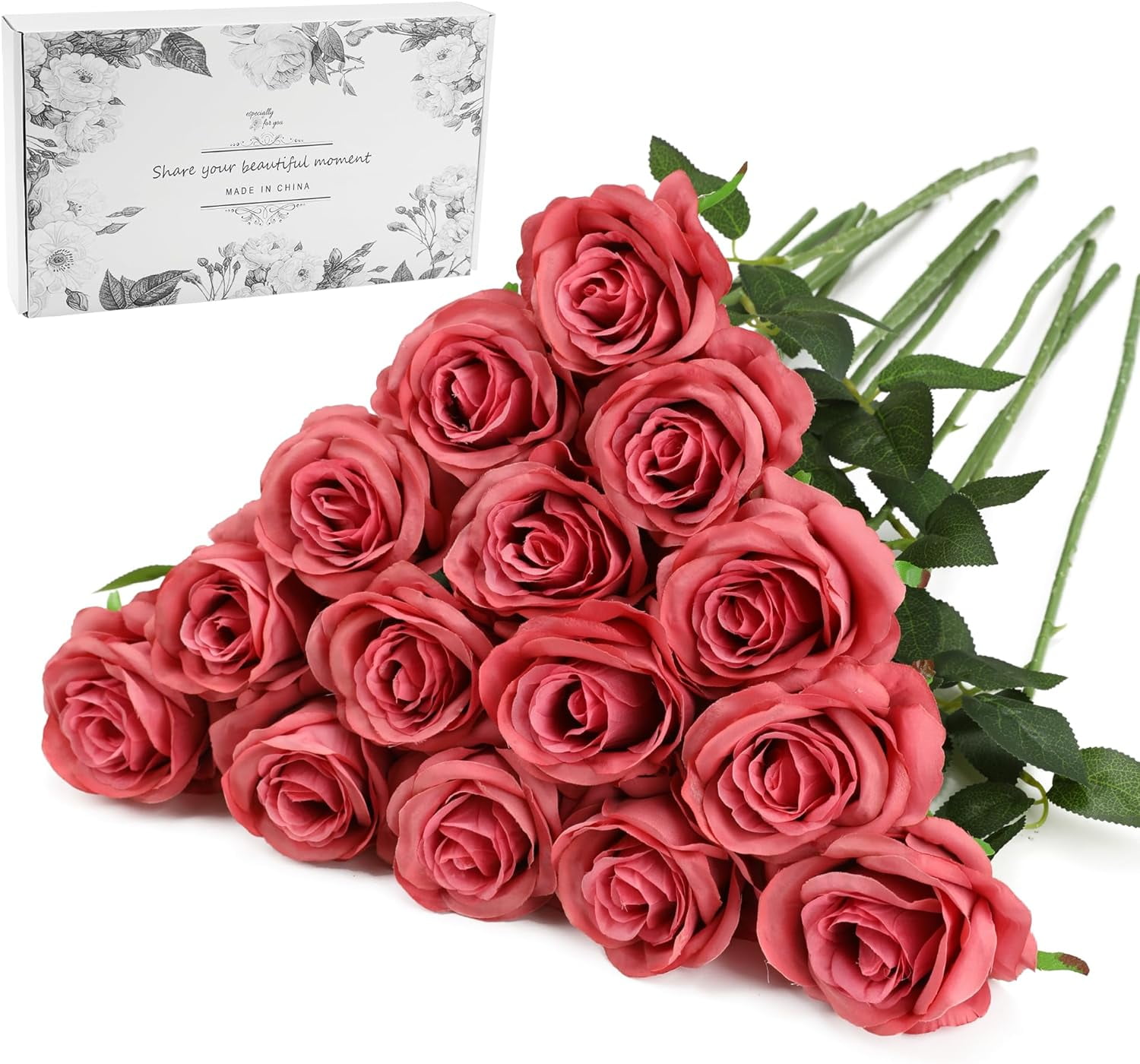 Pink Fake Roses Artificial Flowers - Fake Artificial Roses Silk Flowers ...