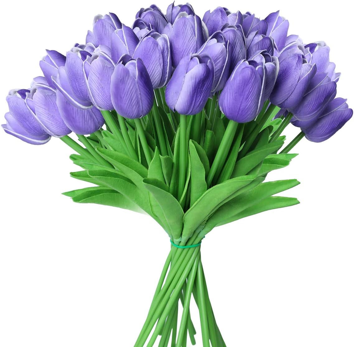 Pink Fake Tulips Artificial Flowers - 10 pcs Artificial Silk Pink Tulips Faux Flowers with Stems for Home Wedding Hotel Office Centerpiece Decor