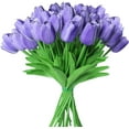 thumbnail image 1 of Pink Fake Tulips Artificial Flowers - 24 Pcs Artificial Pink Tulips Faux Flowers with Stems for Home Wedding Hotel Office Centerpiece Decor, 1 of 5