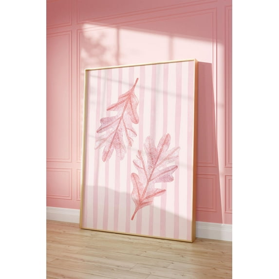 Pink Fall Leaves Poster, Trendy Girly Autumn Decor Home Decor, 12x18 UNFRAMED