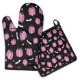 thumbnail image 1 of Pink Fall Pumpkins Bats Stars Pattern Kitchen Oven Mitt and Pot Holder Sets 2 Pcs for Baking, Cooking and Grilling, Heat Resistant Up To 392 °F, 1 of 7