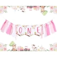 thumbnail image 1 of Pink Farm High Chair Banner for 1st Birthday Girl - Farm Themed First Birthday Party Decorations with Fabric Garland, One Year Old Baby Birthday Photo Props Souvenir Gifts, Barnyard Party Supplies, 1 of 7