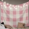 thumbnail image 1 of Pink Farmhouse Tapestry for Bedroom Wall Hanging Tapestry, Buffalo Plaid Check Lattice Geometric Ceiling Backdrop Tapestries Poster Blanket Wall Decor for Teens Room Living Room Dorm 55" x 73", 1 of 8