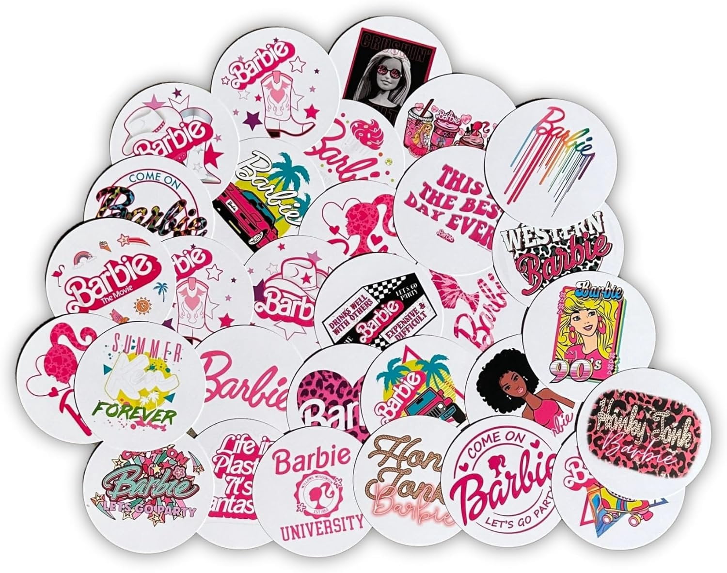 Pink Fashion Doll Freshie Cardstock Cutout Rounds 30 pk 3 inch arbie ...