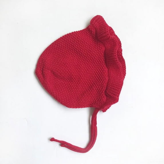Pink Fashion Monolayer Ruffle Warmer Caps Kids Hats Spring Newborn Baby Hat Handmade Knitting Hats