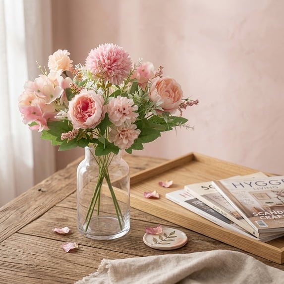 Pink Faux Floral Stems, Artificial Flower Bouquet, Wedding Table Centerpieces, Party Table DecorationsforEvent