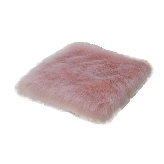 Pink Faux Sheepskin Chair Cover Seat Cushion Pad Super Fluffy Soft Rug for Vanity Chair Sofa Bedroom Living Room Decor 11X11 Inches