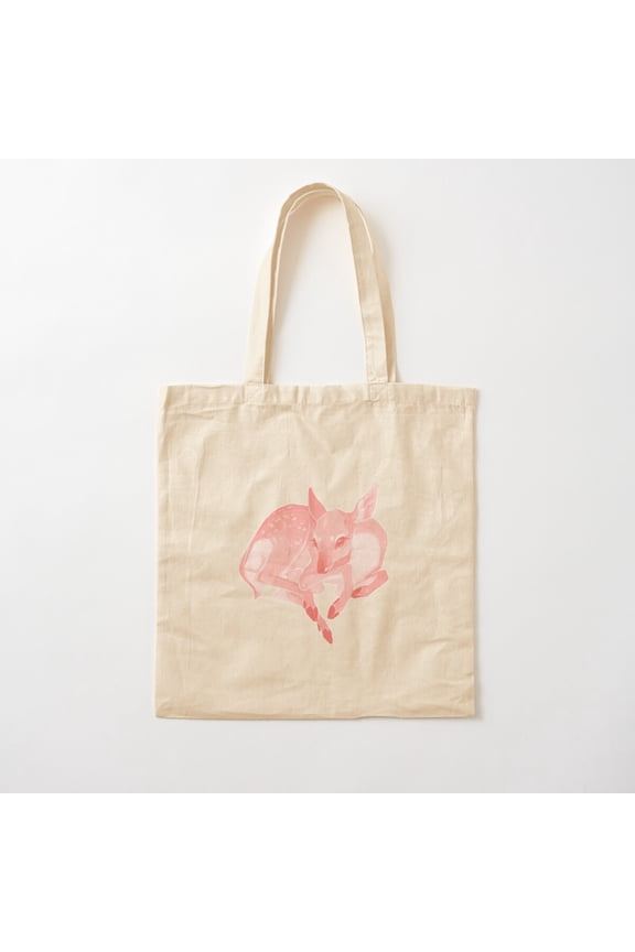 Pink Fawn Canvas Tote Bags, Reusable Shopping Bag