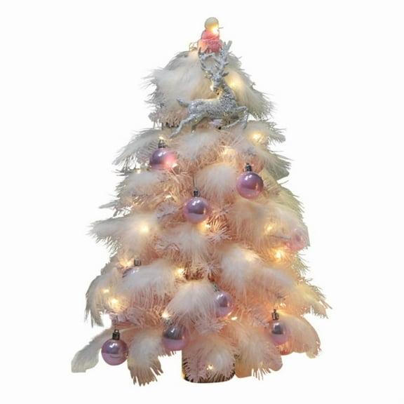 Feathered Tabletop Christmas Tree Elegant Feathered Tabletop Christmas Tree Decoration for a Warm Holiday Touch