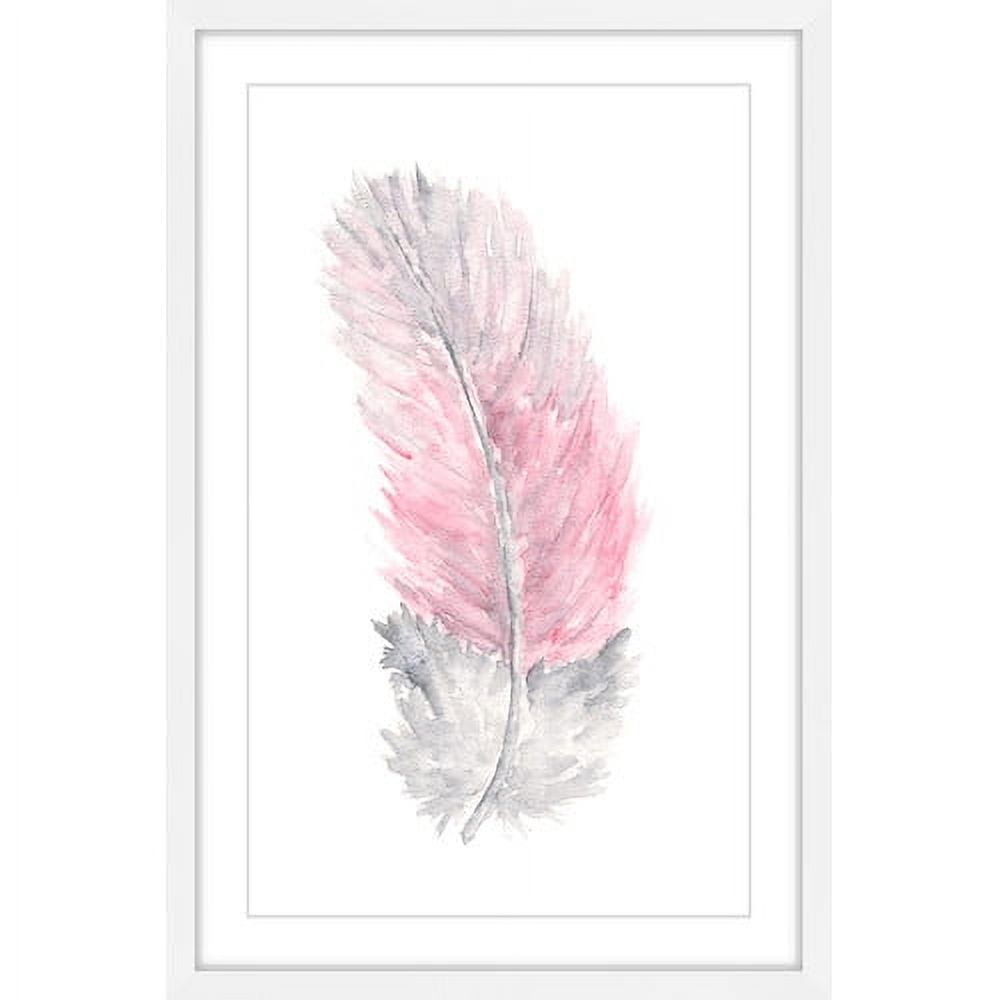 "Pink Feather" Framed Painting Print