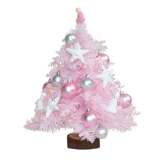 Pink Feather Mini Christmas Tree - 45cm - Desktop Decoration - Festive Gift for Home, Office
