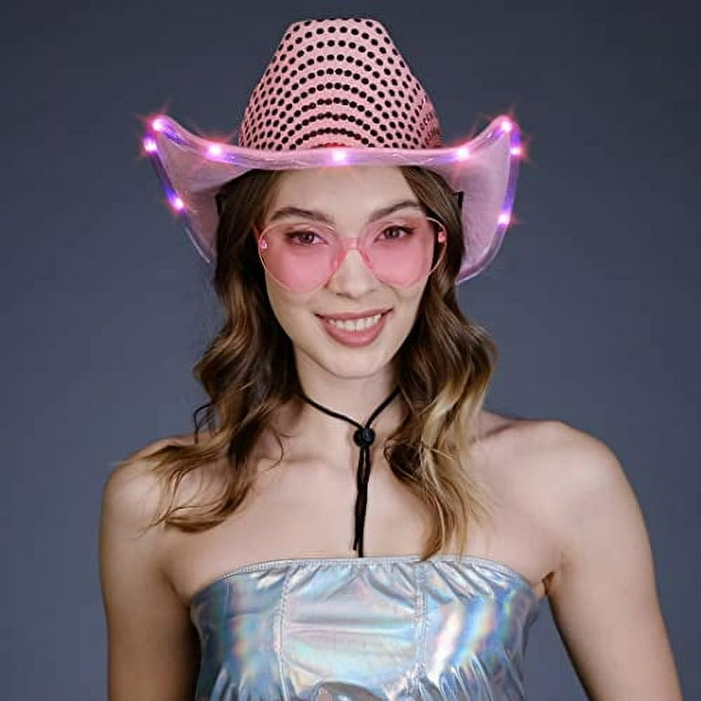 Pink Fedora, Neon Cowboy Hat, Disco Cowgirl Hat with Light for