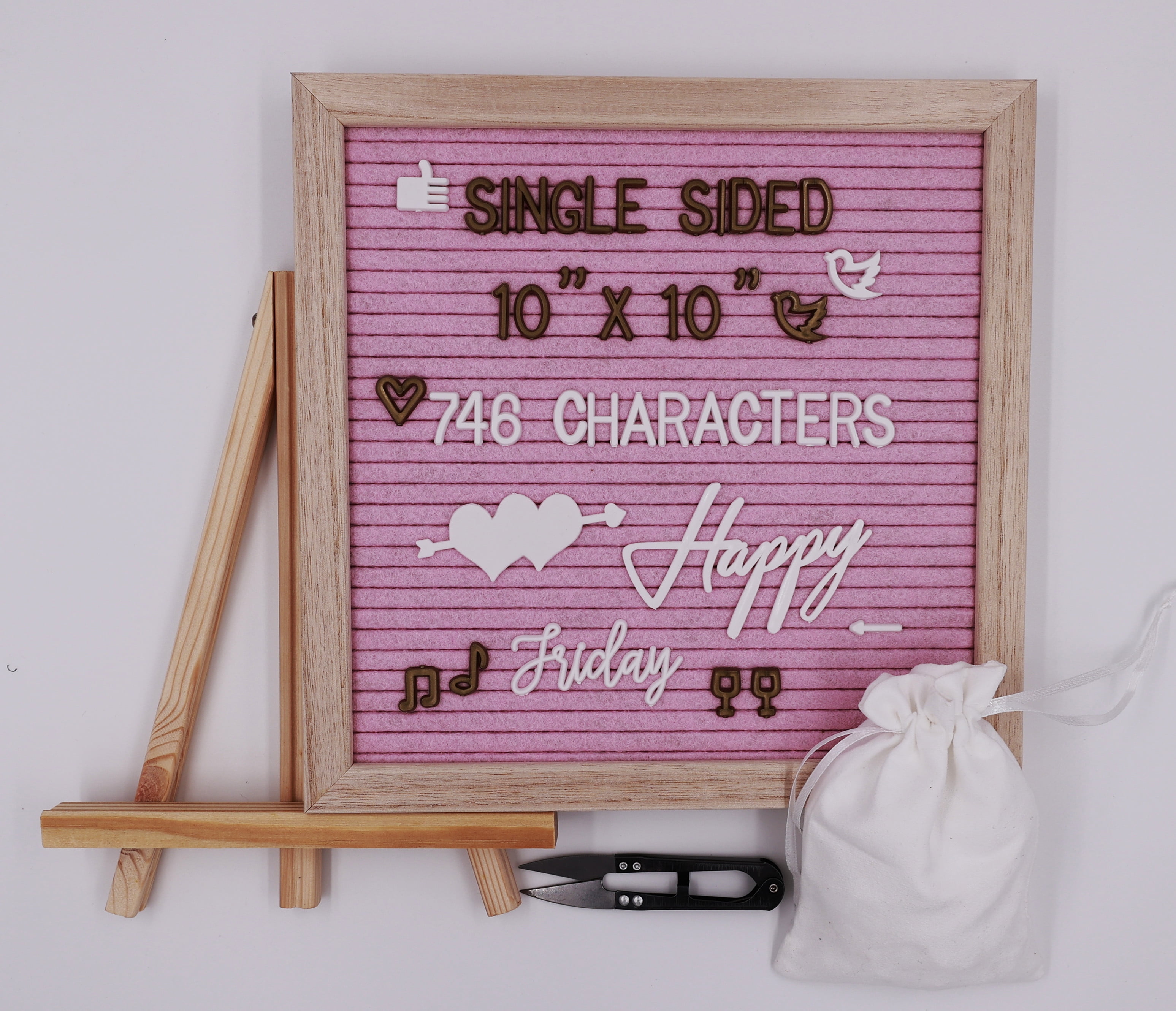 Pink Felt Letter Board 10x10 Inches Changeable Message Board 746