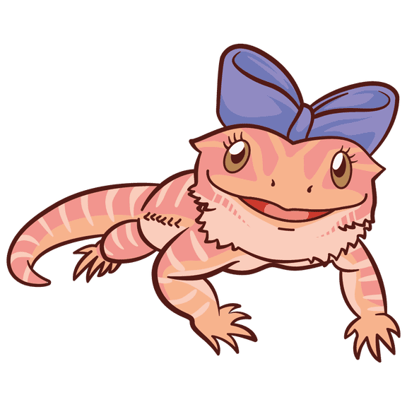 Pink Female Armadillo Lizard With Purple Bow Vinyl Art Kids Bedroom Wall Décor 17" x 20" Cartoon Art Iguana Reptile Animal Design Easy To Apply Home Wall Decal Sticker