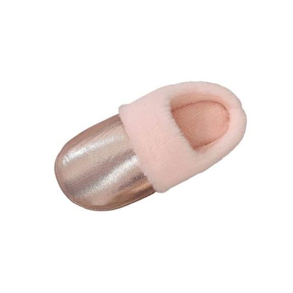 Pink Female Everyday Chic Cold Weather Fuzzy Lined Slippers With Rounded Toe Flat Sole Suitable For Various Settings