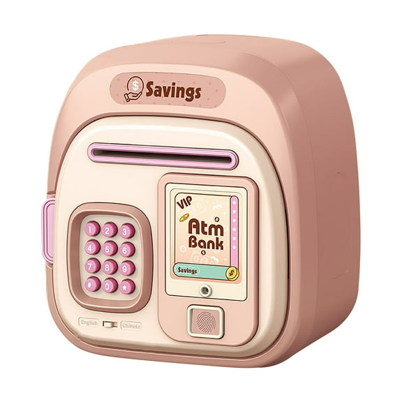 Pink Fingerprint Password Safe Box For Kids Large Capacity Money Bank With Biometric Lock Usb Rechargeable Coin Cash Storage For Teens Boys Girls Home Security Safe