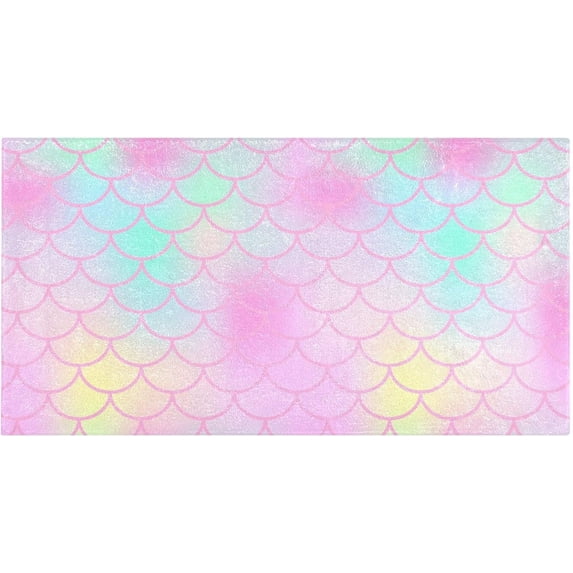 Pink Fish Scales 39" x20" Soft and Absorbent Bathroom Rugs,Quick Dry Machine Washable Bath Mat for Bathroom Kitchen Bathtub Home Decor