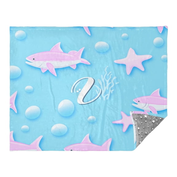 Pink Fish in Water Camping Blankets Bed Throws and Cozy Travel Blanket Fluorescence 70x55in Double Sided