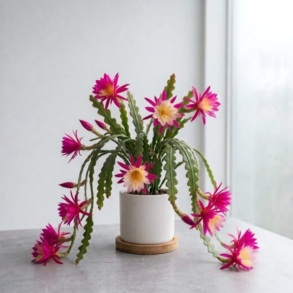 Pink Fishbone Cactus Plant, 4'' Tall, Zigzag Cactus Epiphyllum Plant