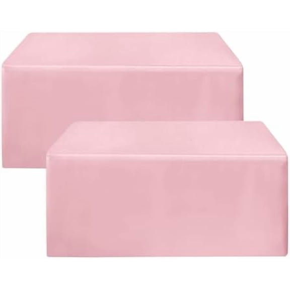 Pink Fitted Table Covers - 96 x 30 Inch - 2 Pack Rectangle Tablecloths for 8 Foot Tables, Polyester Fabric Tablecloth for Parties, Baby Shower, Wedding, Trade Show