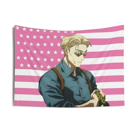 Pink Flag Decorating Wall Tapestry Home Bedroom Anime, jujutsu kaisen American Flag, Trendy Room Tapestry, anime tapestries,