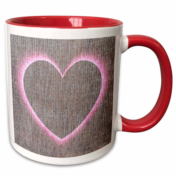 3drose, Pink Flame Heart, 15oz Two-tone Red Mug