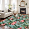 thumbnail image 1 of Pink Flaming Birds Large Area Rugs 5x8 ft Tropical Plant Summer Blue Background Washable Rug Non Slip Indoor Carpet Absorbent Floor Mat for Living Room Bedroom Dining Room, 1 of 9