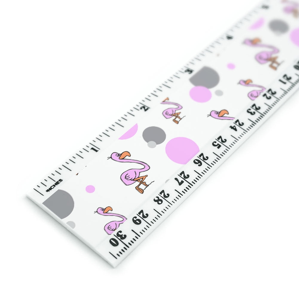 Flamingo Ruler Pink Flamingo 12 Inch Standard and Metric Plastic Ruler - Walmart.com