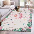 thumbnail image 1 of Pink Flamingo 3'x5' Washable Rug, Tropical Botanical Summer Flower Rustic Non-Slip Area Rugs for Entryway Kitchen Classroom, StainResistant Dorm Throw Carpet, Low Pile Soft Indoor Floor Mat, 1 of 9