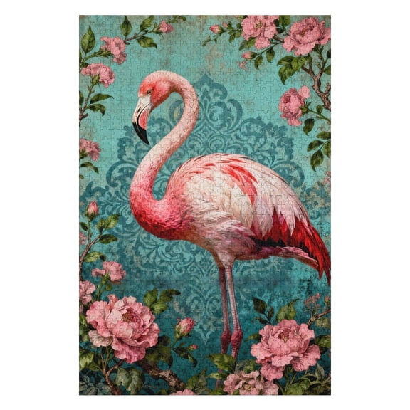 Pink Flamingo 500 Piece Puzzle for Adults Animal Jigsaw Puzzle Arts Difficult Jigsaw Puzzle for Adults Challenging Puzzle Perfect for Game Nights Home Decor Finished Size is 20.5x15 in