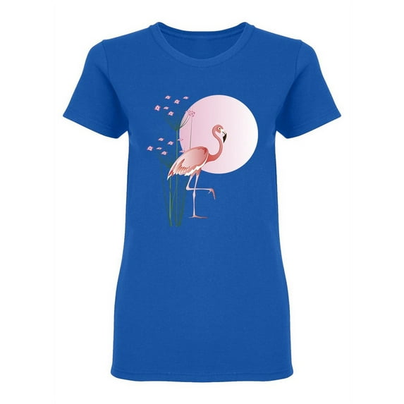 Pink Flamingo Against The Sun Shaped T-Shirt Women -Image by Shutterstock, Female Large