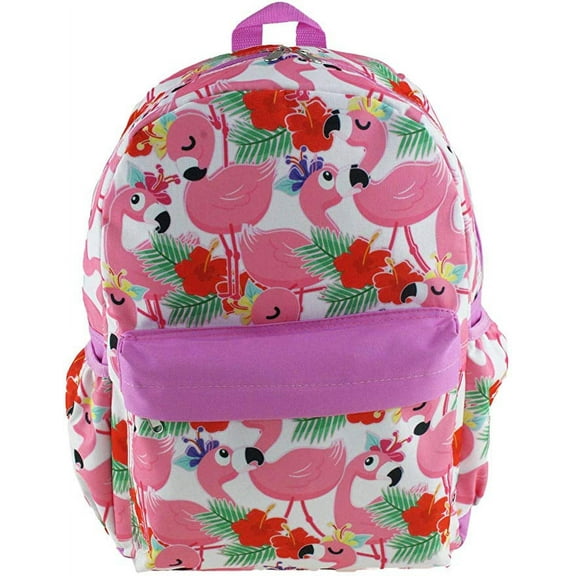 Pink Flamingo All Over Print Backpack 16" New 007443