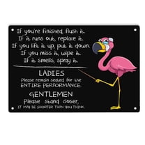 Pink Flamingo Bathroom Rules Sign Metal Tin Signs, Bathroom Rules Poster for Home Office Bedroom Cafes Bars Pub Man Cave Wall Decor Poster Sign 12x8 Inch