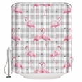 thumbnail image 1 of Pink Flamingo Bathroom Shower Curtains with 12 Hooks Polyester Waterproof Shower Curtain for Stalls and Bathtubs Summer Tropical Animals Grey Plaid Decorative Bathroom Privacy Curtain 48x72 Inches, 1 of 9