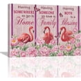 thumbnail image 1 of Pink Flamingo Bathroom Wall Art Farm Flamingo Bathroom Pictures Wall Decor Motivational Quotes Canvas Painting Rustic Country Framed Artwork for Bathroom Office Bedroom Ready to Hang 12"x16", 1 of 6