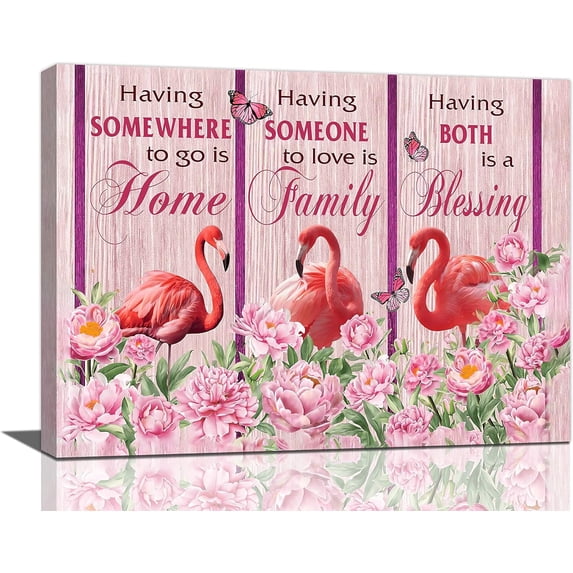 Pink Flamingo Bathroom Wall Art Farm Flamingo Bathroom Pictures Wall Decor Motivational Quotes Canvas Painting Rustic Country Framed Artwork for Bathroom Office Bedroom Ready to Hang 12"x16"