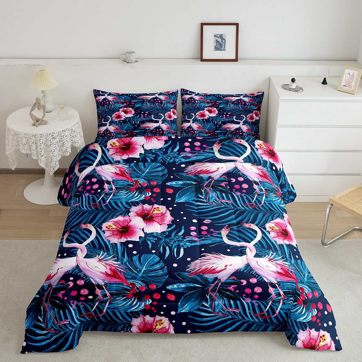 Pink Flamingo Bedding Full for Girls Women Flamingo Decor Comforter Set
